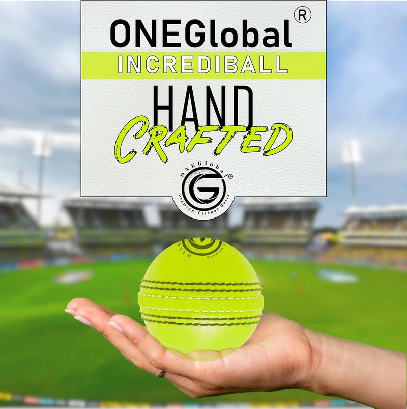 ONEGlobal Soft Rubber Cricket Ball for Practice | Outdoor & Indoor Practice Cricket Ball with Core & Stitched Seam | Realistic Feel, True Bounce & Swing for Practice, Honing Skills & Family Fun - Image 2